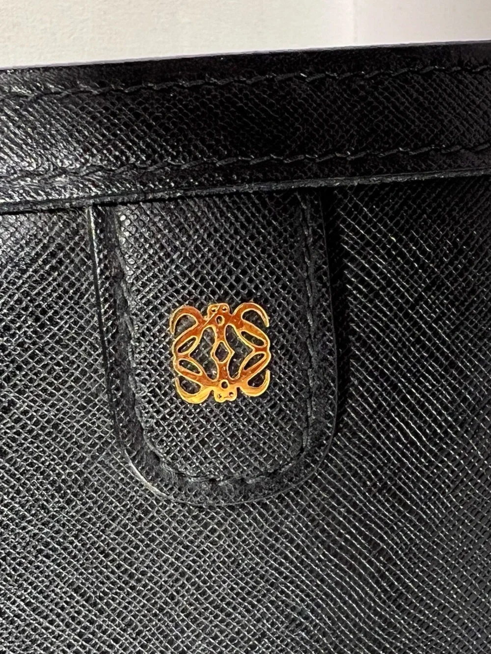 3098: Loewe Vintage Black Leather Attaché Briefcase Gold Hardware